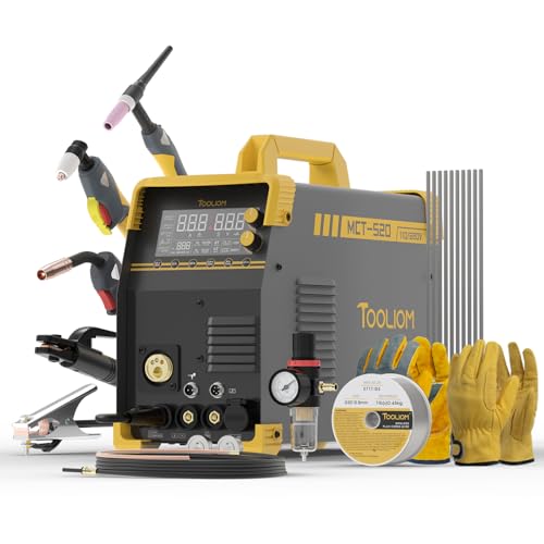 TOOLIOM MIG/TIG/CUT/Stick/Flux MIG/Spool Gun Welder 6 in 1 Multiprocess Welding Machine 110/220V Dual Voltage Aluminum Welding Machine Spool Gun Compatible