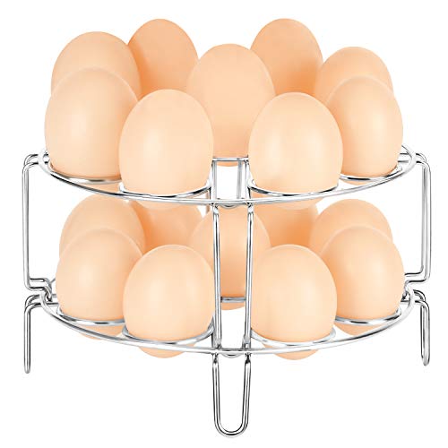YIMI Egg Steamer Rack 18 Holes, Stackable Steaming Rack Stand for 6,8Qt Instant Pot, Stainless Steel Food Steaming Basket Holder, 2pcs, Perfect New Year Gift