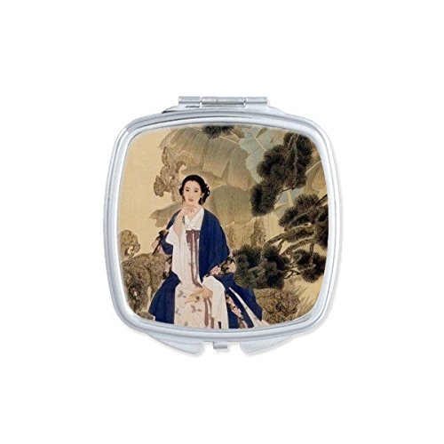 Miroir de poche peinture classique japonaise pour des retouches maquillage élégantes au quotidien