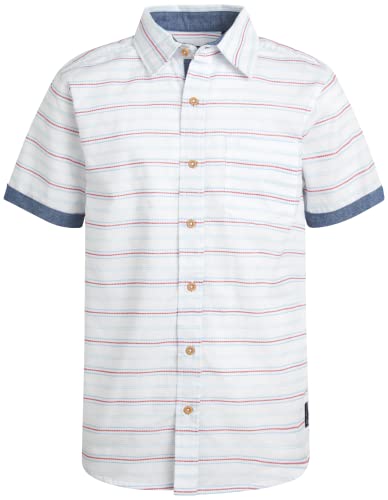 Ben Sherman Boys' Shirt - Casual Short Sleeve Button Down Collared Shirt (Size: 4-18), Size 10-12, White Stripes #TOP11