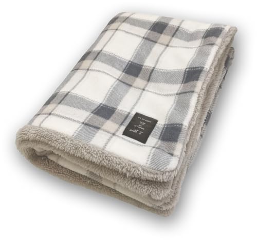 ブランケット 大判 毛布 おしゃれ もこもこ ふわふわ あったか 着る毛布 大きめ ひざ掛け 140×123cm Lサイズ dz118 Lサイズ グレーチェックのサムネイル