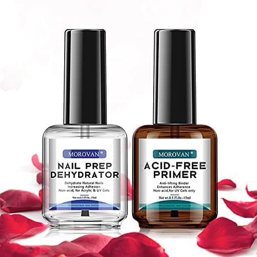 Morovan Nail Prep Dehydrator and Primer Set Professional Natural Acid