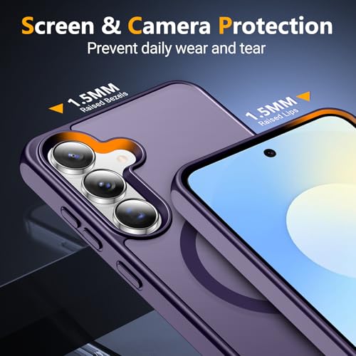 Image of SPIDERCASE Magnetic for Samsung Galaxy S25 FE Case, [3 Stand Ways][ Military Grade Drop Protection] with Invisible Stand Slim Phone Case for S25 FE 5G Finger Sleeves,Purple