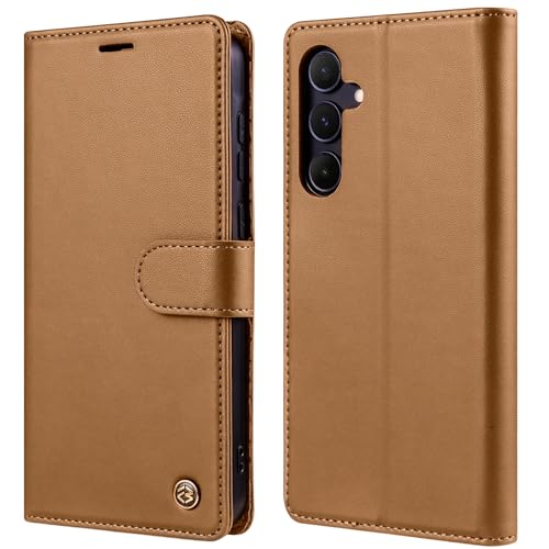 KOGENG Handyhülle für Samsung Galaxy S26 Plus Leder PU Hülle, 3 Card Kartenfach Wallet Ständer Smartphone Schutzhülle Stoßfest Flip Case für Samsung S26 Plus 5G Klapphülle Cover (Braun)