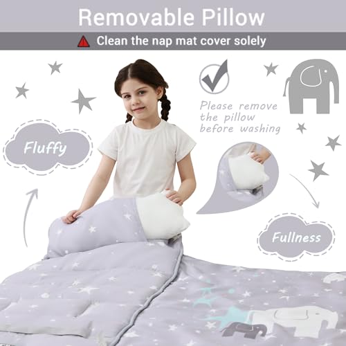 Image of Lasoftan Toddler Nap Mat with Pillow and Blanket, Extra Large Rolled Napping Mats,Slumber Bags for Boys Girls,Kids Sleeping Bag for Daycare, Preschool Travel Camping
