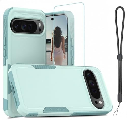 Case with Lanyard&Screen Protector for Pixel 9 Pro XL/10 Pro XL, Turquoise
