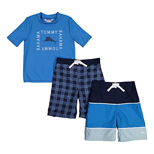 Tommy Bahama Boys Toddler Rashguard and Trunks Swimsuit Set, S S Light Blue, 3T