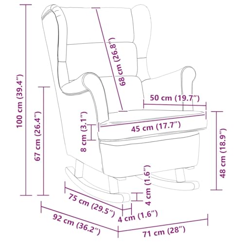 Fauteuil à Bascule, Rocking Chair Chaise à Bascule Fauteuil de Relaxation Noir 74x90x102 cm Tissu – Image 4