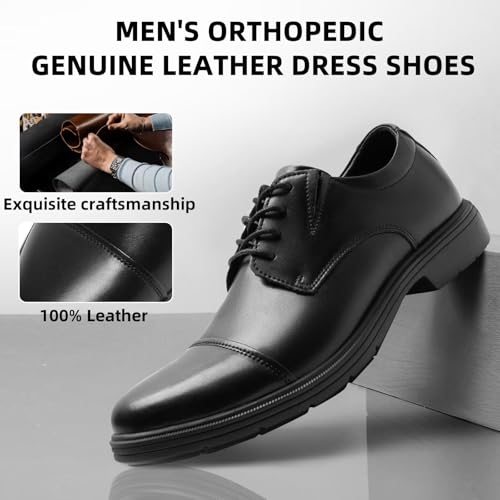 Orthopedic Business Leather Dress Shoes - Arch Support Formal Wingtip Oxford Patent Shoe for Men- Plantar Fasciitis Cap Toe Comfortable Lace Up Oxfords for Tuxedo for Foot Pain Relief3