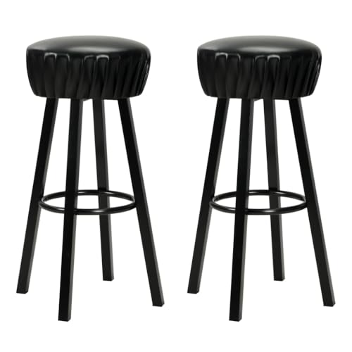 Tabourets de bar en cuir synthétique noir faciles à nettoyer et monter