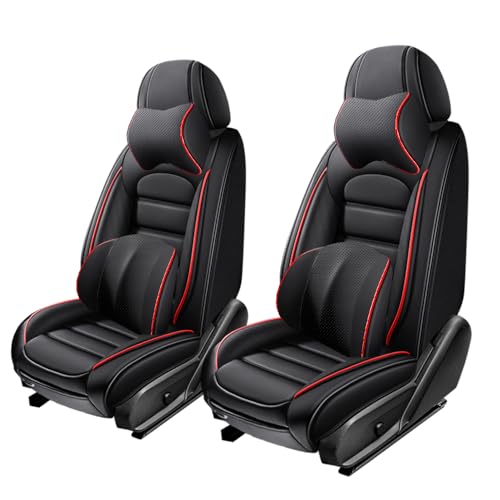 Image of 2 Seat Covers for Hyundai Santa Fe XL 2001-2024,Premium Nappa Leather Car Seat Covers Car Seat Cushions,Waterproof Soft Seat Covers for Cars,Interior Accessories with Airbag(Luxury-Black&Red)