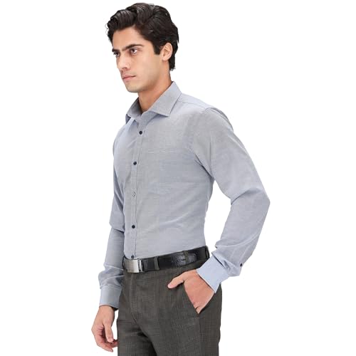 Image of Park Avenue Men's Slim Fit Structure Pattern Cotton Polyester Blend Semi Cutaway Collar Full Sleeve Formal Shirt