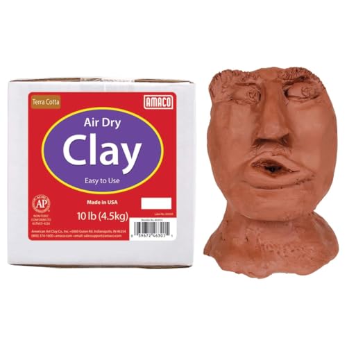 AMACO Air Dry Clay, Terra Cotta, 10 lbs., Brown (4630-1A)