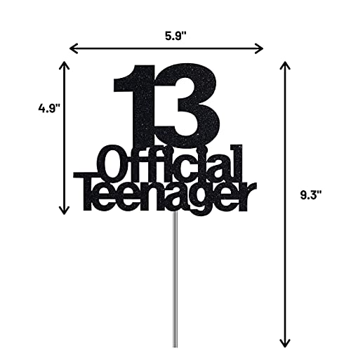 Image of FestikoBlack 13 Official Teenager Cake Topper, 13th Birthday Cake Topper, Birthday Party Decoration with Premium Black Glitter