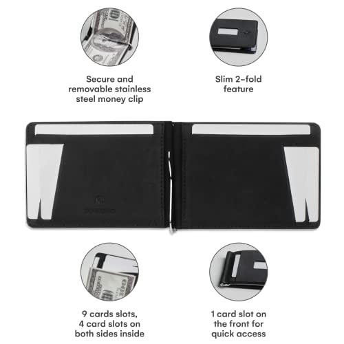 DONBOLSO Slim Leather Wallet - Minimalist Bifold Wallet for Men - RFID Blocking Protection Money & Card Holder - Durable & Functional Front Pocket Wallet - Best Present for Father's Day & Birthday4