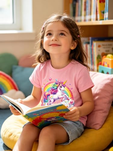 Image of Funnycokid Toddler Girls Graphic T-Shirt, Short Sleeve Tee, 2-8 Years