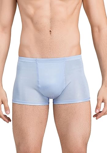 Men's Silk Boxer Briefs Underwear Breathable Moisture-Wicking Pure Silk Panties for Man