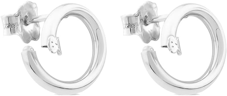 TOUS Hold - Front Hoop Earrings in Sterling Silver, Push Back Closure - Hoop: 1.6 cm