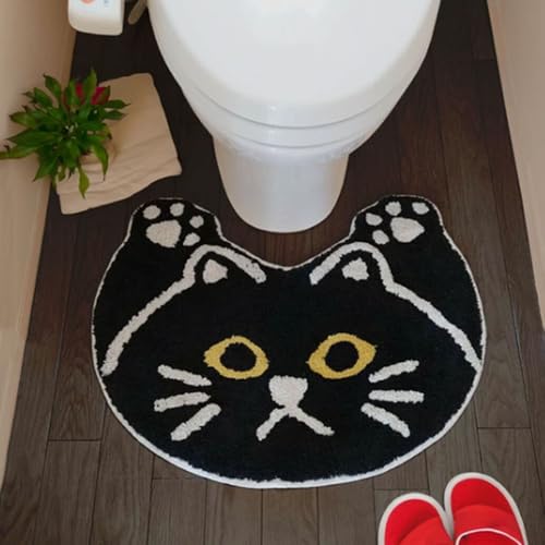 ネコフレンド ドアマット 屋外 屋内 ウェルカムマット かわいい猫 玄関マット 玄関マット 丈夫な玄関ラグ 玄関マット 玄関マット 屋内外エントランスマット (ブラックキャット、フリー、サークル、アニマルプリント) [2]