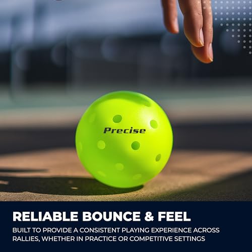 Image of PRECISE A40 - Outdoor Pickleball Balls | 40 Precision Holes for Stable Flight, USAPA Approved, Durable Construction Resists Wear, Available in Green or Yellow
