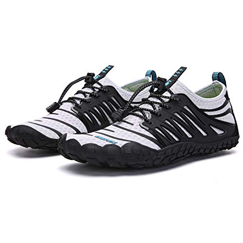 Image of UBFEN Water Shoes for Men Women Quick Dry Swim Aqua Socks | Lightweight Barefoot-style Fit, Rubber Sole, Hiking, Fishing, Kayaking, Beach, Pool, Boating, Diving And Water-to-land Wear