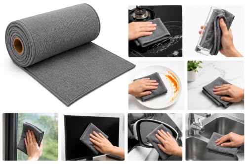 Image of Large Microfiber Cleaning Cloth Roll, 20 Cloth Roll Pack, Reusable Lint Free Kitchen Cleaning Cloth, Super Absorbent Multipurpose Wiper for Kitchen, Glass, Car & Home |