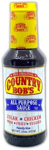 Country Bob's All Purpose Sauce Family Size - Natural Condiment Sauce for Dipping, Marinating, BBQ Sauce, Steak Sauce - Seasoning for Beef, Pork, Chicken, Fish, & Stir Fry Vegetables-23oz (Pack of 1)