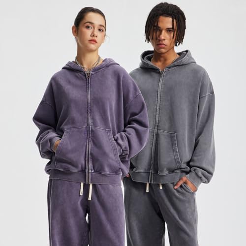 VFIVE UNFOUR Zip Up Loose Wax Dyed Thick Warm Fleece Hoodies Sweatshirt Men Fashion Pullovers Casual Jacket4