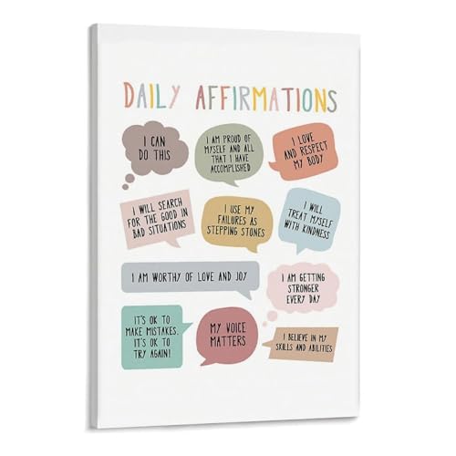 BFXLMKI Daily Affirmations Poster, Encouragement Mantras, Note to Self, Mental