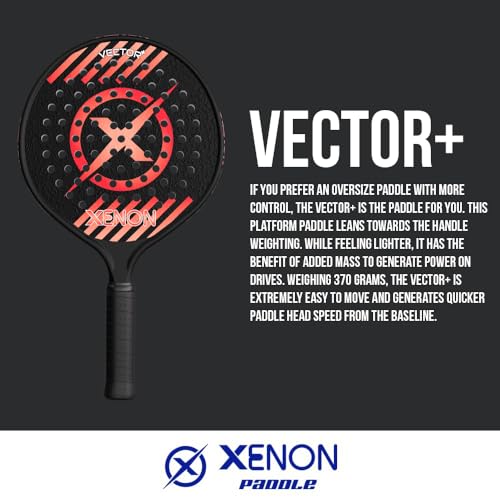 Vector+ Platform Tennis Paddle by Xenon Paddle, Oversize Head, Handle Weighted, Medium Firmness Foam Core, Power and Control, 4.25” Grip
