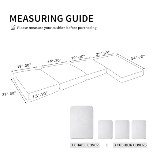 Image of Easy-Going Stretch 4 Pieces Couch Cushion Covers for Sectional Sofa L Shape
