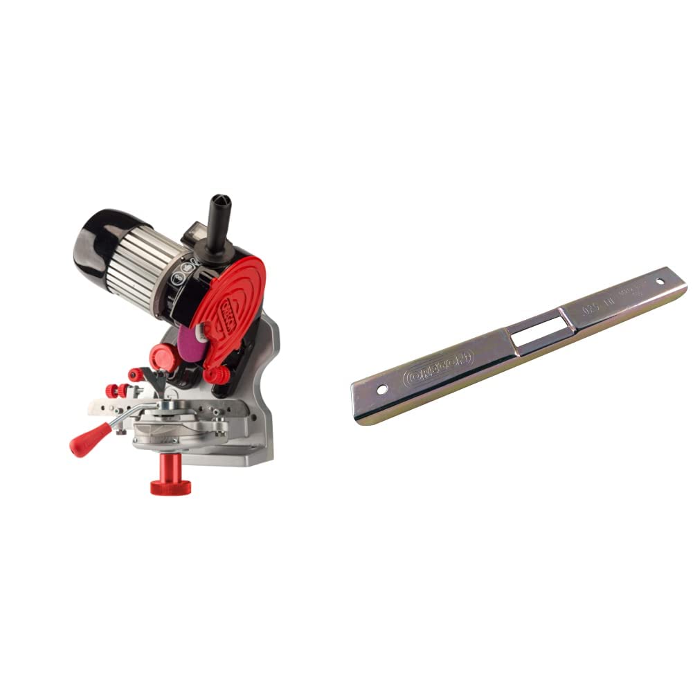 Oregon Smerigliatrice Professionale e Compatta da 230-Volt, Affilatrice Universale da Motosega, per Tutti i Tipi di Catena fino ad un Passo di 0,404" & Calibro limitatore di profondità