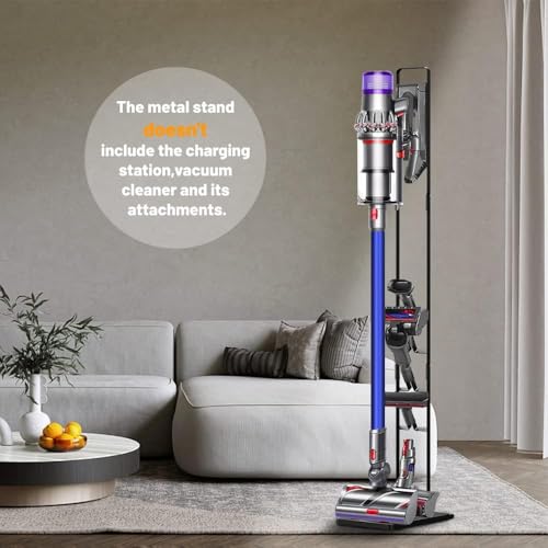 Foho Stand Compatible for Dyson Gen5 V15 V12 V11 V10 V8 V7 V6 Cordless Vacuum Cleaners, Stable Metal No-Drill Wall Floor-Standing Storage Bracket Holder Multi-Accessory Organiser with Casters - Image 6