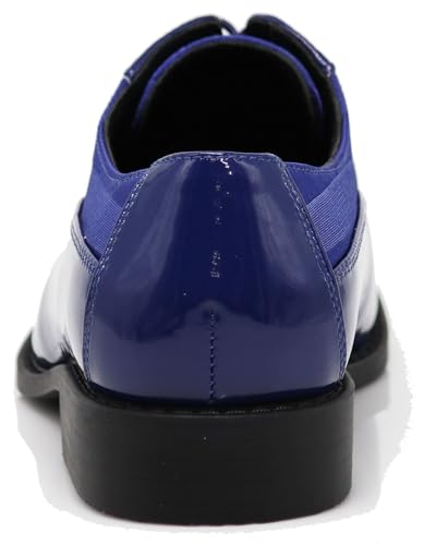 Image of BMY Men's Striped Satin Matching Patent Upper Oxfords Formal Dress Shoes
