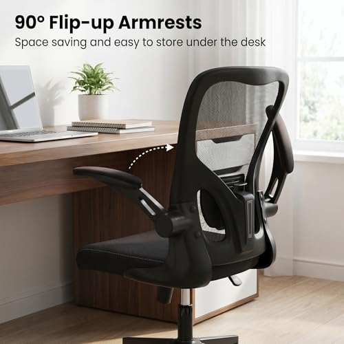 Image of Ergonomic Office Desk Chair, 90-125 Tilt Back Home Desk Chair with 360 Swivel & Mute Wheels, High Back Mesh Computer Chair for Adults with Lumbar Support, 330 LBS Capacity (01Black)