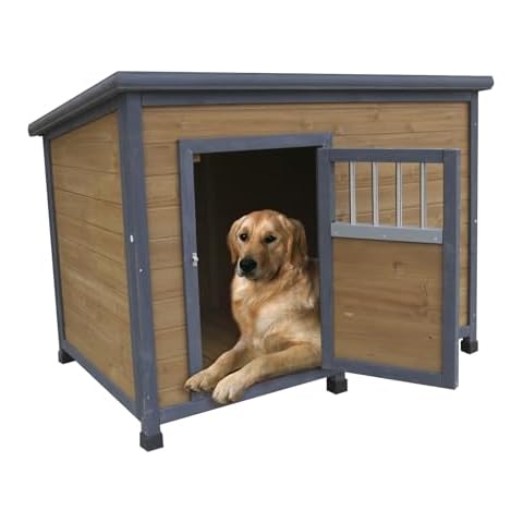 Dog House Outdoor & Indoor Wooden Dog Kennel for Winter for Breathable Wooden Doors for Small & Medium & Large Dogs Cover