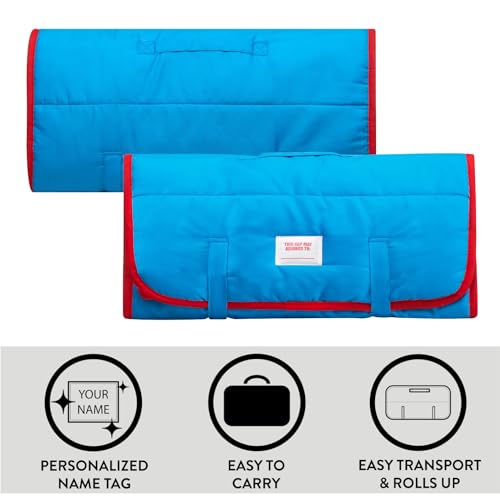 Image of Super Soft Plush Toddler Quilted Nap Mat with Built in Blanket and Pillow