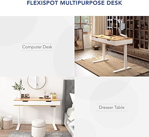 FLEXISPOT EHD2 Electric Standing Desk with Drawers Sit Stand Home Office Height Adjustable Stand Up Desk 120 * 60cm Top with Fast USB Chargers (120 * 60cm, Beige)
