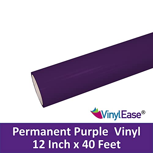 Vinyl Ease 12" X 40 Ft Roll Of Glossy Purple Permanent Adhesive-Backed Vinyl For Craft Cutters, Punches And Vinyl Sign Cutters V0459 #TOP1