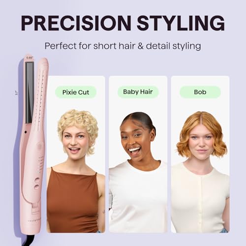 Wavytalk 0.65" Pencil Flat Iron, Cool Curl Pencil, Small Airflow Styler and Straightener for Short Hair, Pixie Cut and Edges, Curling Iron for Short Hair with 360º Cool Airflow for Long-Lasting Hold 0.6 lbs