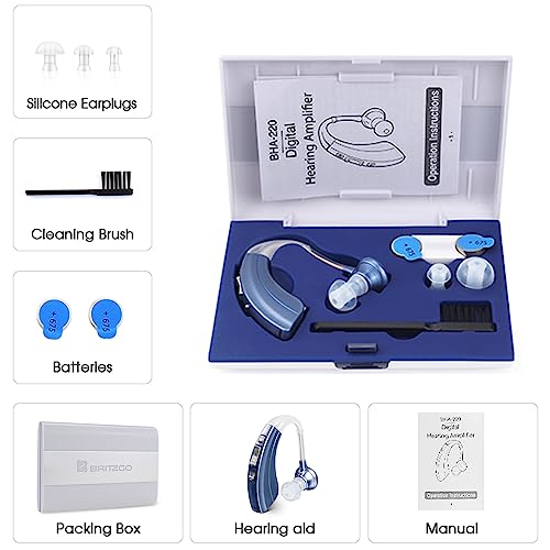 Britzgo hearing aid machine for ear old age Hearing Amplifier 600hr Battery Life With Modes Switch Blue