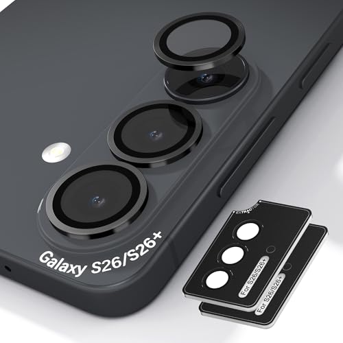 Orzero (2 Sets Camera Lens Protector for Samsung Galaxy S26 / S26 Plus [EZ Install] [Case-Friendly] 9H Tempered Glass CD Pattern Lens Cover Military-Grade Shockproof HD Clarity Anti-Glare (Black)