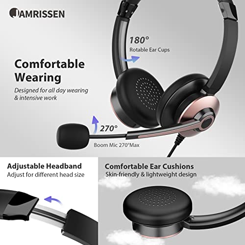 Usb Headset With Microphone For Pc, Computer Headset With Mic Noise Canceling & Volume Control, 3.5 Mm Wired Headphones For Ms Teams/Skype/Zoom, Wide Compatible Usb-C Adapter For Cell Phones Laptop #TOP3