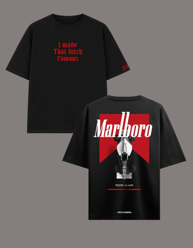 Image of PAWNA Marlboro Gen Z Oversized Tshirt Double Sided Print Black Mens