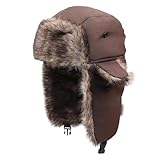 ONWAY Trapper Hat Winter Hats for Women Men with Faux Fur Ear Flaps (Coffee)