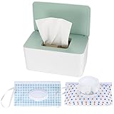 Feuchttücherbox, Feuchte Toilettenpapier Box, Feuchttücher Spender Aufbewahrungsbox, Taschentuchbox Halter, Serviettenbox mit Deckel für Zuhause, Büro, mit 2 Stück tragbaren Feuchttücherbeuteln