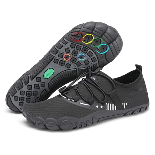 SAGUARO Scarpe Scoglio Uomo Donna Asciugatura Rapida Scarpette da Mare Traspiranti Spiaggia Scarpe da Mare per Acqua Immersione Nuoto Surf Vela Canottaggio Nautica Nero Notte,Gr.41