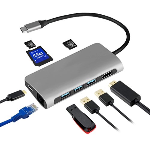 Black Friday - 60% OFF USB C Adapter, 8 in 1 Multi Port Charger Dock, USB C Hub, USB Type C to HDMI 4k, USB C USB 3.0/ 2.0 Port for MacBook Pro,Chromebook,Phone,Hard Flash Drive,Camera,Other USB C Laptops (USB 3.0)