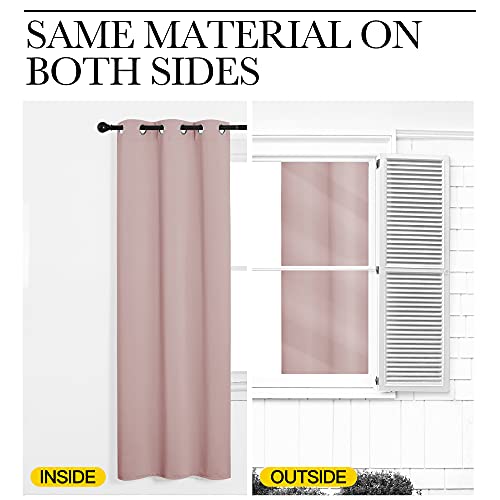 Image of NICETOWN Small Window Curtains, Blush Pink Room Darkening Curtain Panels, Nursery Essential Thermal Insulated Solid Grommet Top Blackout Curtains /Drapes for Bedroom (1 Pair, 42 x 63 inches)