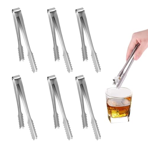 6 Pack Stainless Steel Ice Tongs Sugar Cube Serving Tongs Small Kitchen Tongs for Party Coffee Kitchen